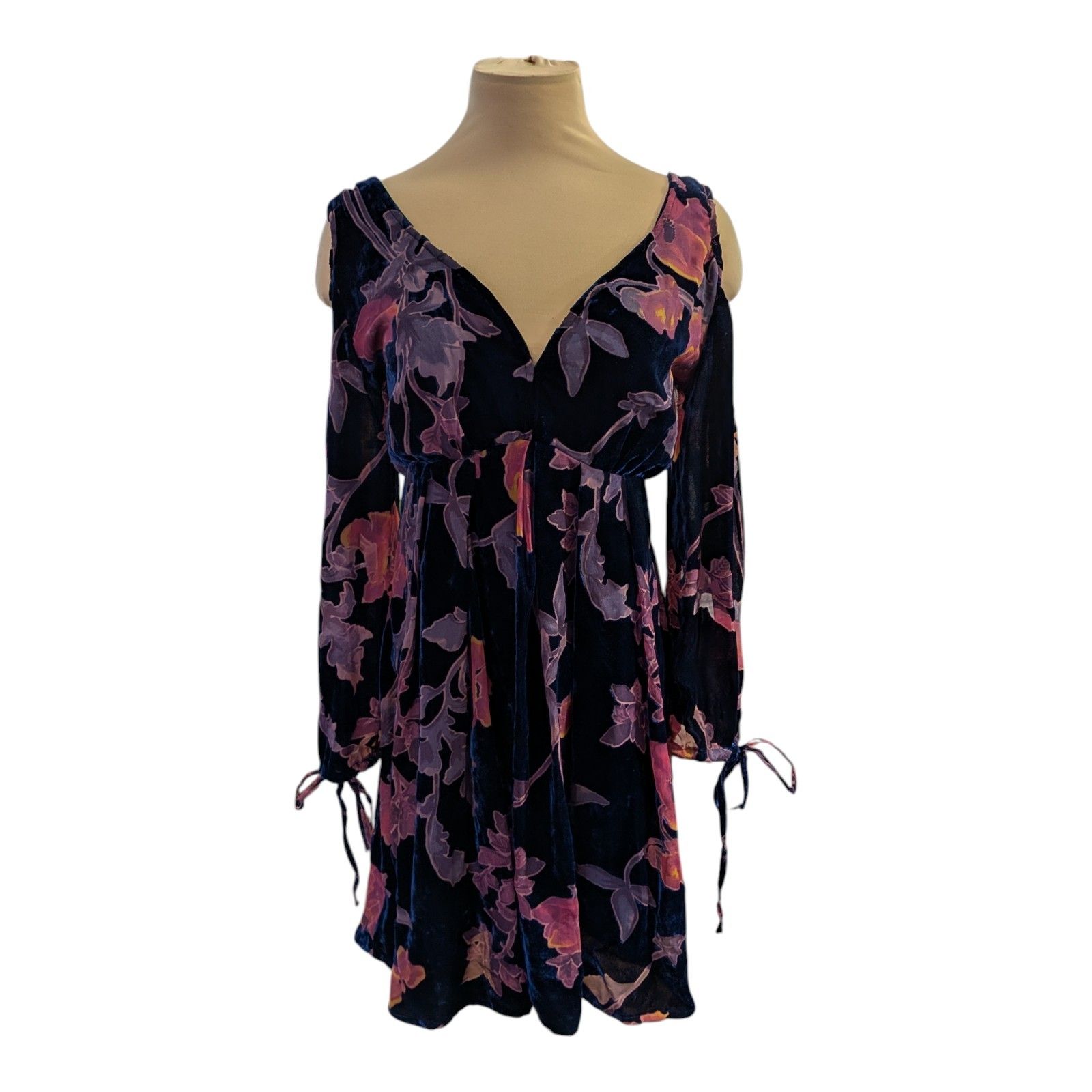 Akira Chicago Velvet Burnout Mini Dress Floral Boho Whimsigoth Fairycore Size M